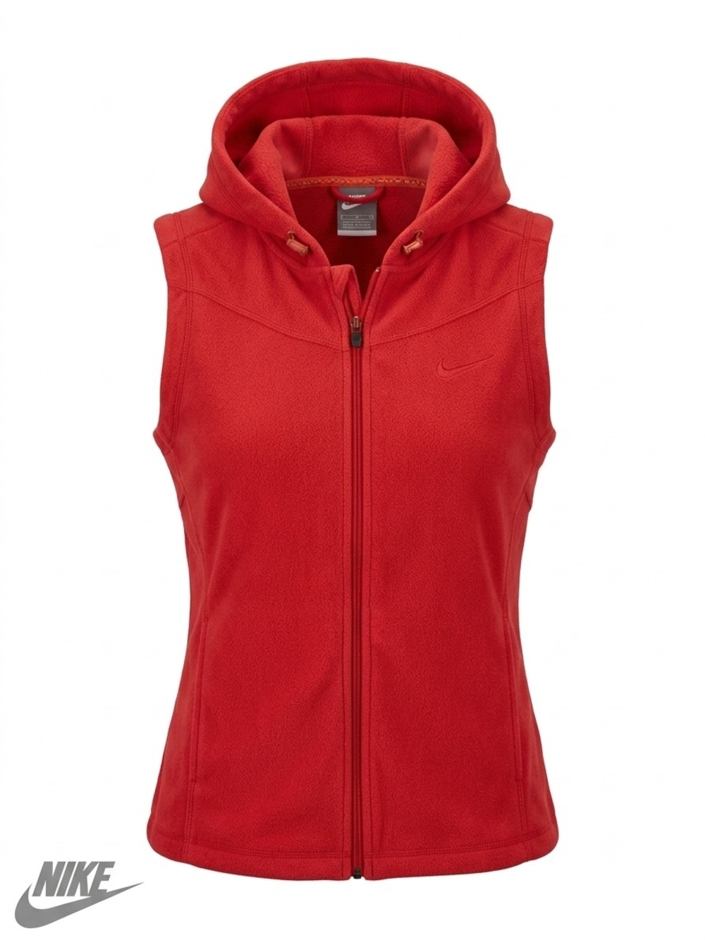 Nike Fit Therma Fleece Hooded Vest Jacket Red Full Zip Womens Medium Active M